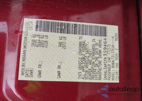 2015 Nissan Altima 2.5 Sl z USA, uszkodzony, nr VIN 1N4AL3AP1FN359464